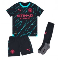 Billiga Manchester City Erling Haaland #9 Barnkläder Tredje fotbollskläder till baby 2023-24 Kortärmad (+ Korta byxor)